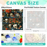 Paint by Numbers Kit for Adults - Halloween Bookshelf Adult Paint by Number Kits on Canvas for Beginner, Skull DIY Acrylic Oil Number Painting for Adults, Perfect for Home Decor Gift 16x16 Inch GEEHEIY
