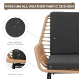 GREEN MORE 3 Piece Outdoor Patio Furniture Set, Rattan Conversation Sets, All-Weather Wicker Chairs with Cushions and Coffee Table, for Garden Balcony Courtyard Poolside GREEN MORE