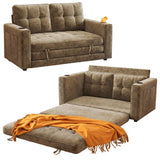 WorthFurni Convertible Sofa Bed, Folding Sofa Bed 2 in1 Pull Out Loveseat Sleeper Sofa, Floor Sofa Bed for Small Spaces Folding Couch Bed with Pillows for Living Room Bedroom - Brown WorthFurni
