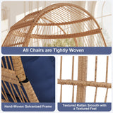 GarveeLife Paito Egg Chair Oversized Lounger, Wicker Egg Rattan Chair Outdoor Indoor, 500 Lbs Egg Shape Balcony Chair for Living Room, Balcony, Backyard GarveeLife