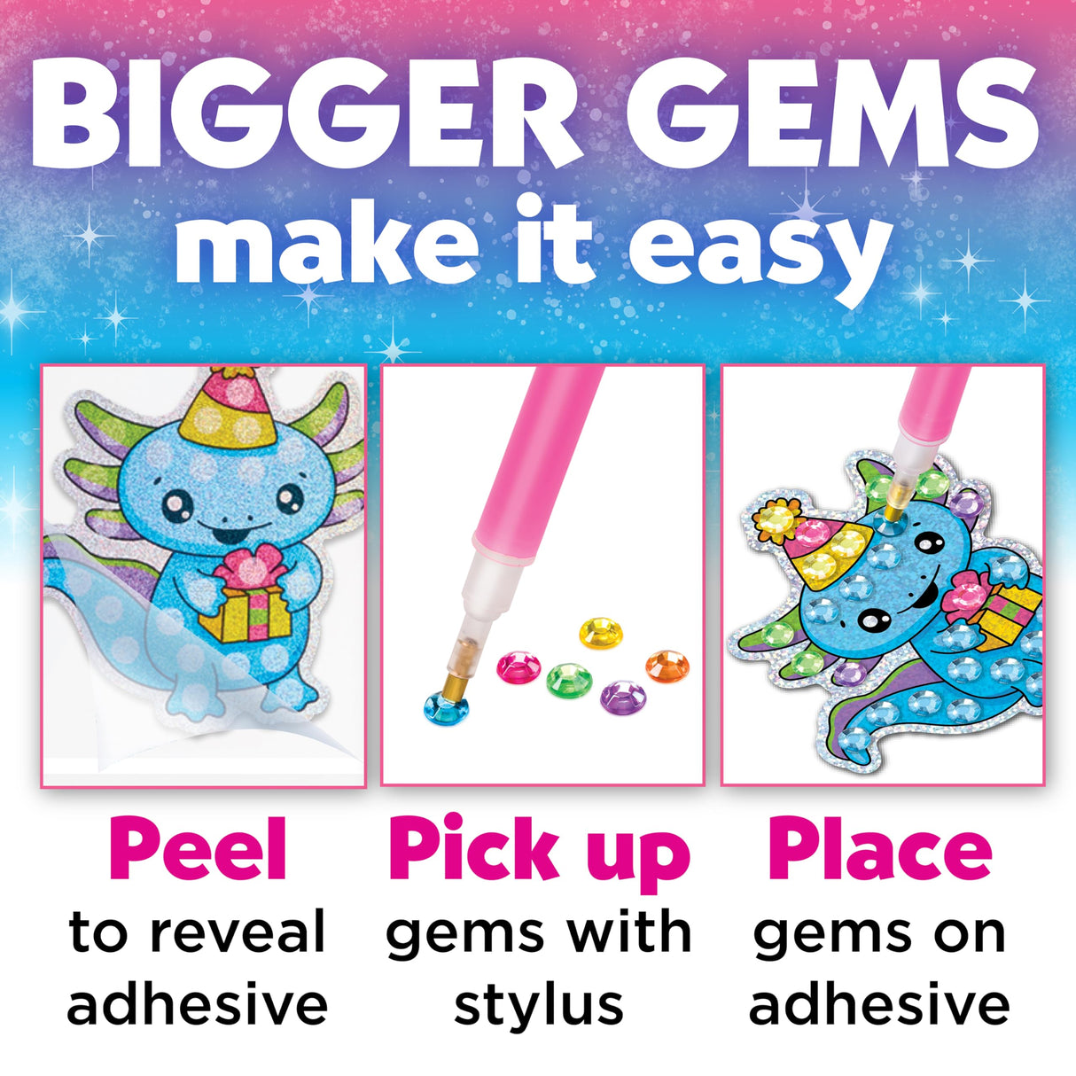 Creativity for Kids Big Gem Diamond Painting Kit: Axolotl Stickers & Suncatcher Kit - Boys and Girls Art & Craft, Axolotl Toys and Gifts for Kids (Ages 6+) Creativity for Kids