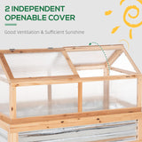 Outsunny Raised Garden Bed with Polycarbonate Greenhouse, Wooden Garden Cold Frame Greenhouse, Flower Planter Protection, 48" x 24" x 32", Natural Outsunny