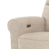 MCombo Power Wall Hugger Recliner Chair for Small Space RV Living Room, USB & USB-C Charging Ports, Modern Rolled Arm Recliner, Fabric PR630 (Beige) MCombo