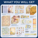 Funto Scrapbooking Kit (202 PCS), Vintage Collection-Wonderland, Perfect for Bullet Scrapbooking Materials, Planner DIY Arts Craft Collage Funto