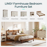 LINSY Wood Full Size Bed Frame, Solid Wood Platform Bed Frame Full with headboard, Wooden Bed with Wood Slat Support, No Box Spring Needed, Walnut LINSY