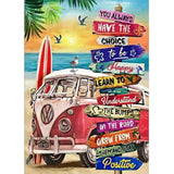 puonidwo Tropical Beach Diamond Art Kit for Adults, Motivational 5D Bus Diamond Painting Kit for Beginners, for Home Decor 12x16 Inch puonidwo