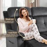 PALLOME Loveseat Recliner, Velvet Reclining Sofa, 54'' Double Recliner Loveseat with Heat and Massage, RV Theater Seating, Manual Recliner Chair for Living Room (Velvet, Grey) PALLOME