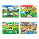 Melissa & Doug Wooden Peg Puzzle 4-Pack for Toddler and Preschool Boys and Girls – Vehicles, Farm, Safari, Pets Melissa & Doug