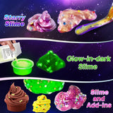 YOPINSAND Galaxy Slime Kit for Girls, DIY Slime Making Kit, Glimmer Crunchy, Butter, Foam, Glow in The Dark Slime with Add-ins, Foam Balls, Charms, Glitters, Party Favors Gift Toys for Kids 6-12 YOPINSAND