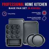 Baking Set – 6 Piece – Deluxe Non Stick Black Coating Inside and Outside – Carbon Steel Bakeware Set – PFOA PFOS and PTFE Free by Bakken Bakken- Swiss
