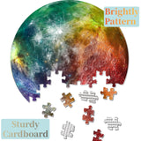 Space Rainbow Moon Puzzles for Adults 1000 Pieces, Planet Round Solar System Jigsaw Puzzles, Hard Galaxy Circle Puzzles PPuzzling