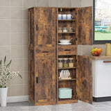 Usikey 67" Rustic Brown Tall Storage Cabinet with Adjustable Shelves & 2 Doors usikey