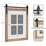 Kate and Laurel Cates Farmhouse Wooden Collage Picture Frame, 21x26 Matted to (4) 5x7, Rustic Natural Brown, Photograph Frame Fitting Four 5x7 Images with Barn Door-Inspired Design Kate and Laurel