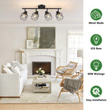 Baocuz 4-Lights Semi Flush Mount Ceiling Light, Adjustable Multi-Directional Light Fixtures, Rotatable Farmhouse Light Fixtures Mount with Metal Cage for Dining Room, Living Room Baocuz
