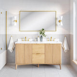 OVE Decors Indy 60 in. Undermount Double Sink Bathroom Vanity with White Engineered Marble Top, Rustic Ash OVE Decors