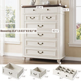 Jocoevol Farmhouse Dresser for Bedroom 7 Drawer Dresser with Deep Drawers, Tall White Big Large Wooden Chest of Drawers for Living Room, Hallway, Entryway (White, 7 Drawer) Jocoevol