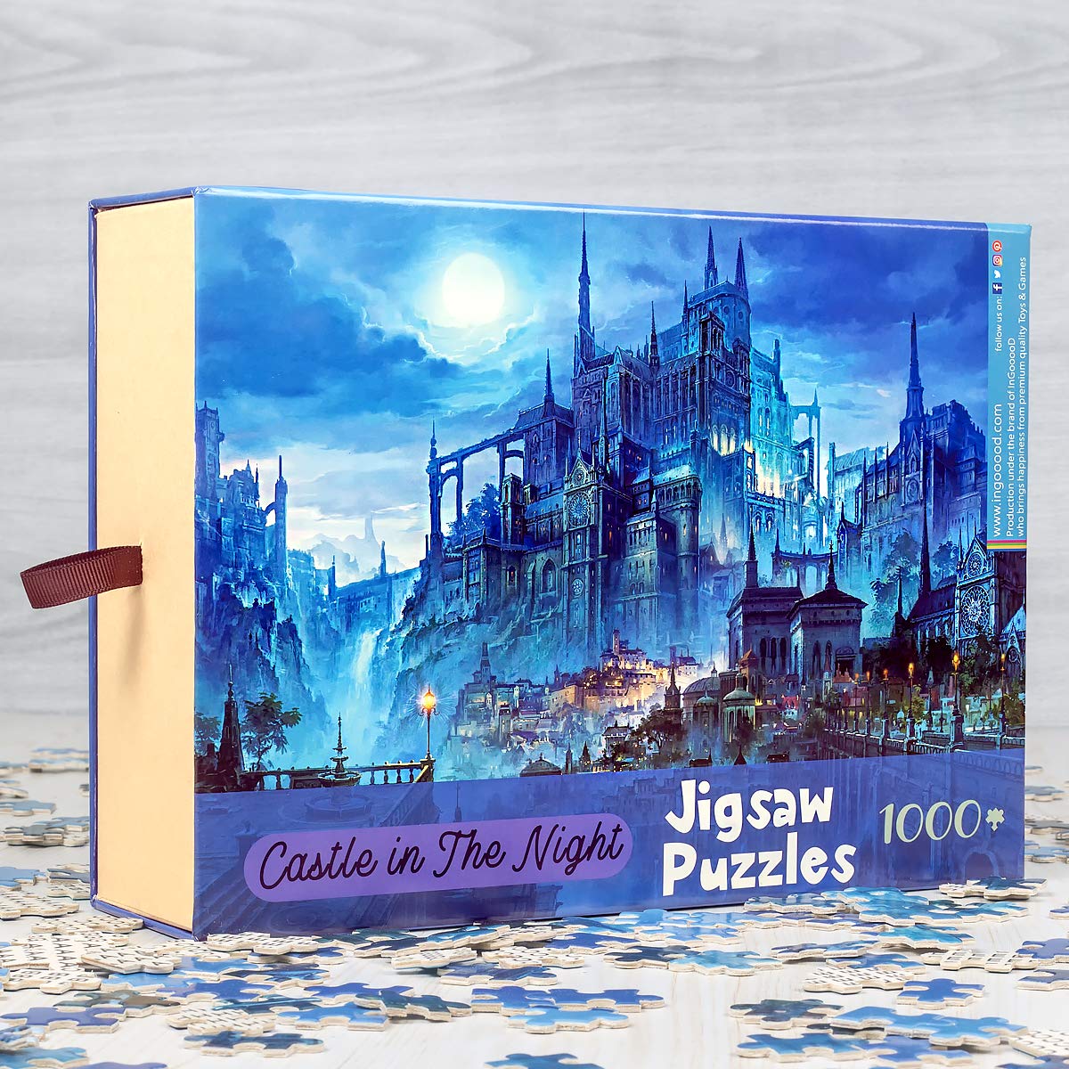 InGooooD- Tranquil Series- Castle in The Night- Basswood Jigsaw Puzzles 1000 Pieces for Adult Ingooood