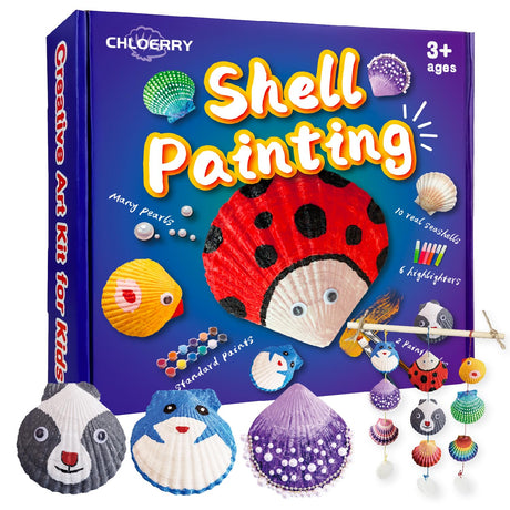 DIY Sea Shell Painting Kit for Kids Ages 3-12, Arts & Crafts Glow in The Dark, Shell Wind Chime Creative Artworks Beach Toys for Boys Girls Christmas Birthday Party Gift Chloerry