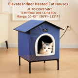 MARUNDA Heated Cat Houses for Outdoor Cats in Winter, Heated cat House for Indoor and Kitty Shelter for Your Pet to Stay Warm and Cozy,Easy to Assemble. (Dark Blue, Small) MARUNDA