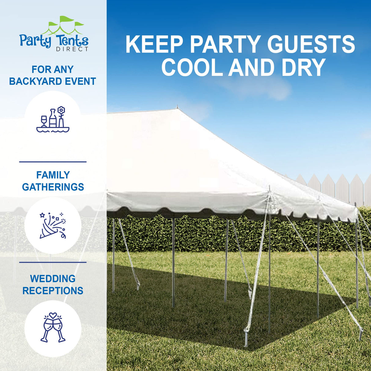 Party Tents Direct 20'x40' Canopy Tent, Weekender Canopy Pole Tent, Easy Up with Heavy Duty PVC White Top, 160 Person Capacity, Outdoor Canopies, Tents for Parties, Weddings & Events Party Tents Direct