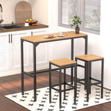 AECOJOY 3-Piece Outdoor Bar Set, Patio Bar Height Table and Chairs Set 47" Rectangular Pub Height Bar Table with 2 Bar Stools Patio Pub Bar Set for Balcony, Porch AECOJOY