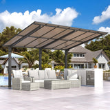 AECOJOY 14' x 10' Gazebo for Patio, Hard Top Lean to Gazebo Pergola Carport, Freestanding Shelter Pergolas and Gazebos Clearance with Patio Roof, Wall-Mounted Heavy Duty Awnings for Patio, Decks AECOJOY
