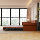 DNChuan 93.7" Pull Out Sofa Bed King Size with Pillows,3-in-1 Convertible Sleeper Couch with Nails Trim,PU Leather 3 Seater Sofabed for Living Room,Light Brown DNChuan