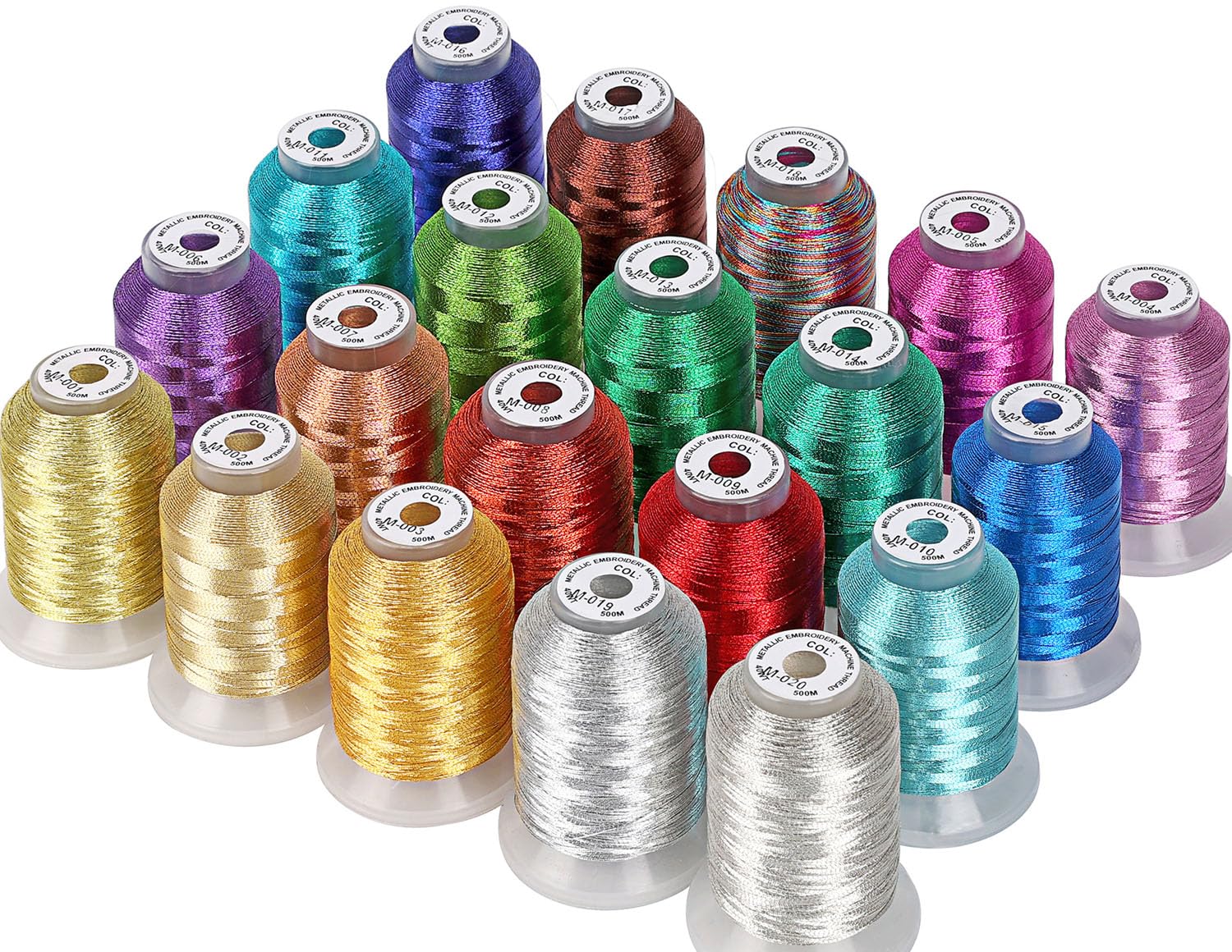 New brothread 20 Assorted Colors Metallic Embroidery Machine Thread Ki ...