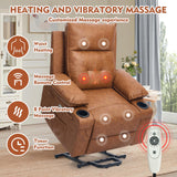 Polar Aurora Power Lift Chair for Elderly,Electric Recliner Chair with Vibrating Massage & Heating,Living Room Chair with Thickened armrest,USB Ports,2 Cup Holders,Brown Polar Aurora