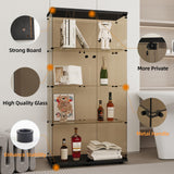 LFT HUIMEI2Y 4-Shelf Brown Glass Display Cabinet with Double Doors, Curio Cabinets Tempered Glass Floor Standing Bookshelf for Bedroom, Kitchen, Living Room 64”x 17”x 14.5” Black LFT HUIMEI2Y