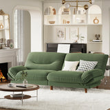 Homall Futon Sofa Bed, Modern Loveseat Futon Couch with Adjustable Backrest and Armrests, Sleeper Sofa Bed with Wood Frame for Living Room, Office, Apartment (Corduroy, Green) Homall