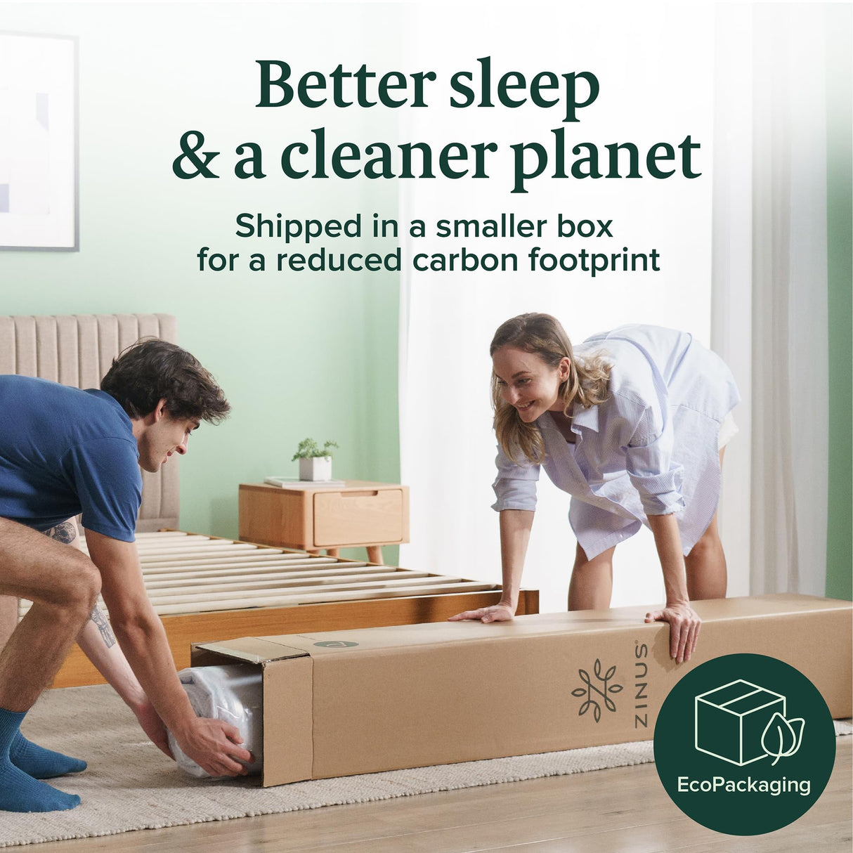 ZINUS 12 Inch Green Tea Memory Foam Mattress [New Version], Twin, Fiberglass free, Medium Firm Feel, Zoned Pressure Relief, Certified Safe Foams & Fabric, Mattress in A Box Zinus