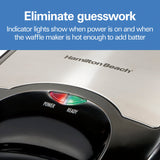 Hamilton Beach Non-Stick Belgian Waffle Maker with Indicator Lights, Makes 4 4" x 5" Mini Waffles, Hashbrowns or Keto Chaffles at Once, Compact Design for Easy Storage, Black & Stainless Steel (26020) Hamilton Beach