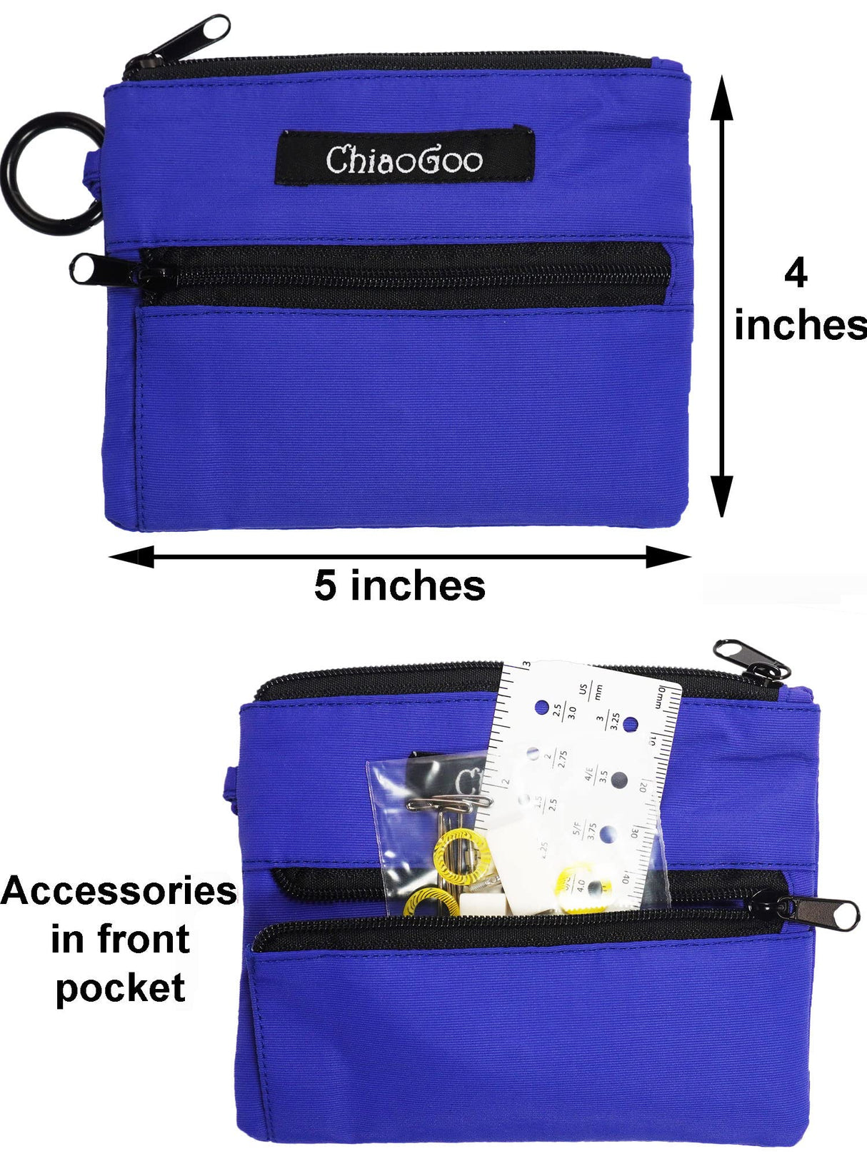 ChiaoGoo Twist Red Lace Shorties 2 & 3-Inch Large Blue 7230-S Interchangeable Knitting Needle Set, 10-Pairs Sizes US 4, 5, 6, 7, 8, Stainless Steel with 3 Cords with Project Bag ChiaoGoo