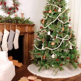 LimBridge Knitted Christmas Tree Skirt: 48 Inches Cream White Tree Skirt, Braided Cable Knit Thick Rustic Christmas Tree Decorations, Farmhouse Christmas Decor Xmas Holiday Home Party Decorations LimBridge