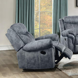 Acme Zubaida Velvet Horizontal Upholstered Glider Recliner in 2-Tone Gray Acme