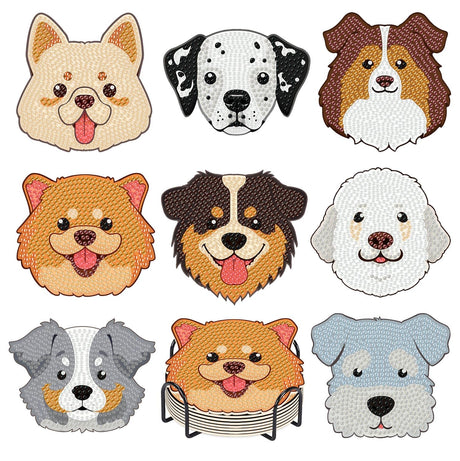 8 Pcs Diamond Art Coasters Kit for Adults with Holder,Dog Footprints Small Diamond Painting Coasters Kit with Cork Pad,Wooden Non-Slip Gem Art Painting 5D DIY Full Drill Dots Crafts Supplies, 4X4inch CAMOYAI