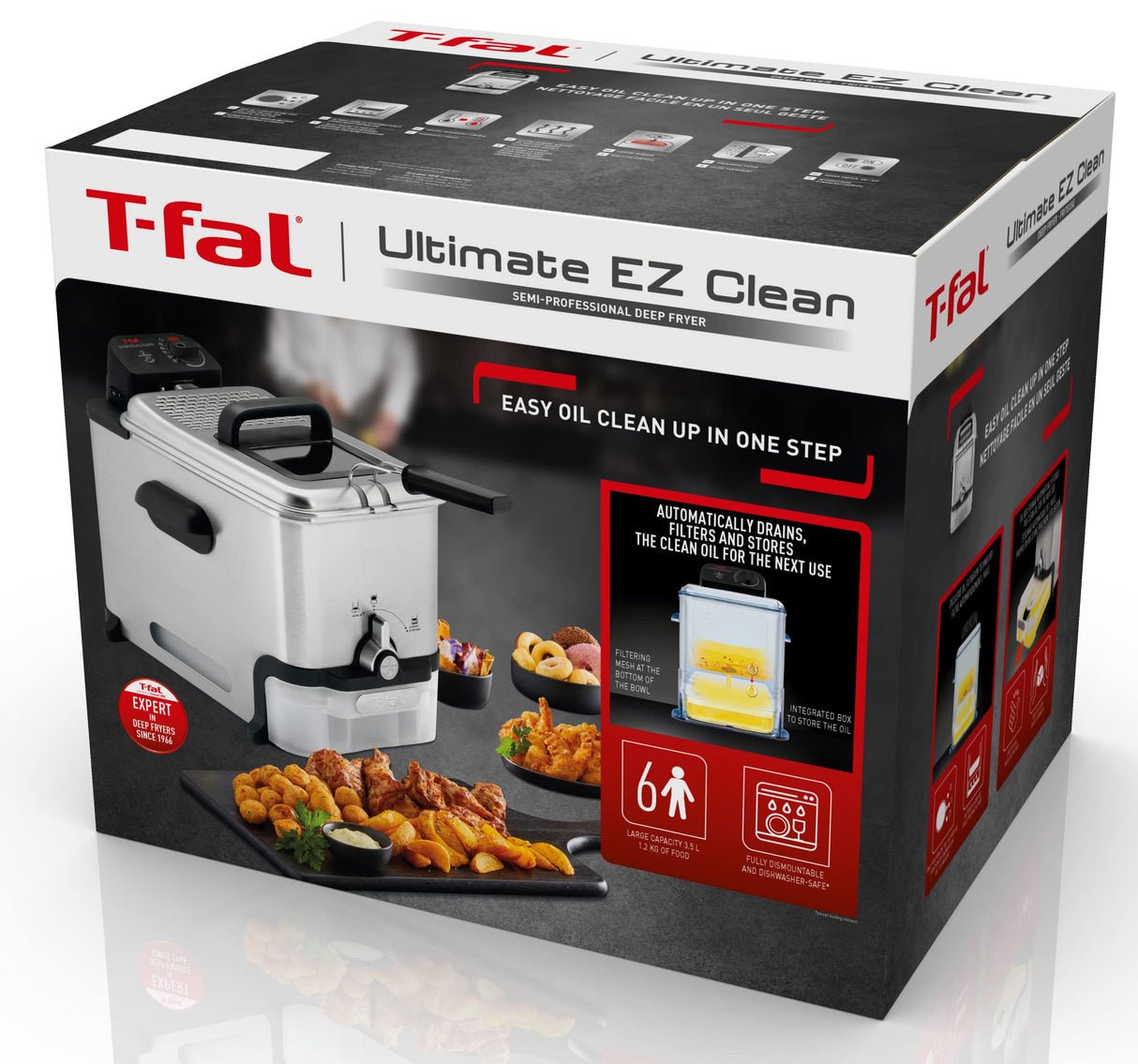 Deep Fryer with Automatic Oil Filter (FR800051) - Stainless Steel, 3.5 L T-Fal