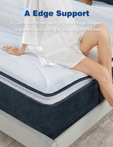 Lomeluous King Mattress, 14 Inch Plush Cooling Gel Memory Foam Hybrid King Size Mattress with Pocket Spring, Medium Firm, Adaptive Support, for Cozy Sleep, Pain&Pressure Relief, CertiPUR-US Lomeluous