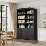 FACBOTALL 73.1" Bookcase with Doors,6 Tier Large Bookshelf with Storage,Adjustable Shelves & Curved Doors,11.9" Depth Bookcase and Bookshelf, Tall Storage Cabinet for Home Office, Living Room,Black FACBOTALL