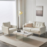 VINGLI 56" Modern White Loveseat,Small Sofa Couch with Deep Seat for Living Room,Faux Sherpa 2-Seater Sofa for Bedroom,Apartment,Office,Dorm,Small Space VINGLI