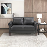 Lexicon 57" W Loveseat, Faux Leather Upholstered Couch, Loveseat with Rolled Armrest for Bedroom/Office/Waiting Room, 2 Seater Couch, Dark Gray Lexicon