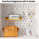 ANCTOR Book Shelf with Light and Drawers, 55" W x 79" H, 7-Tier Double Wide Bookshelf with Pegboard, Freestanding Deep Bookcase for Living Room, White ANCTOR