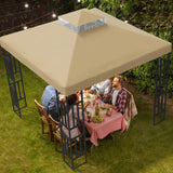 GUINGFUN 10 x 10 Gazebo Canopy Replacement Cover, Double Tiered Gazebo Canopy Replacement Top for Outdoor Patio Garden Canopy (Khaki) GUINGFUN