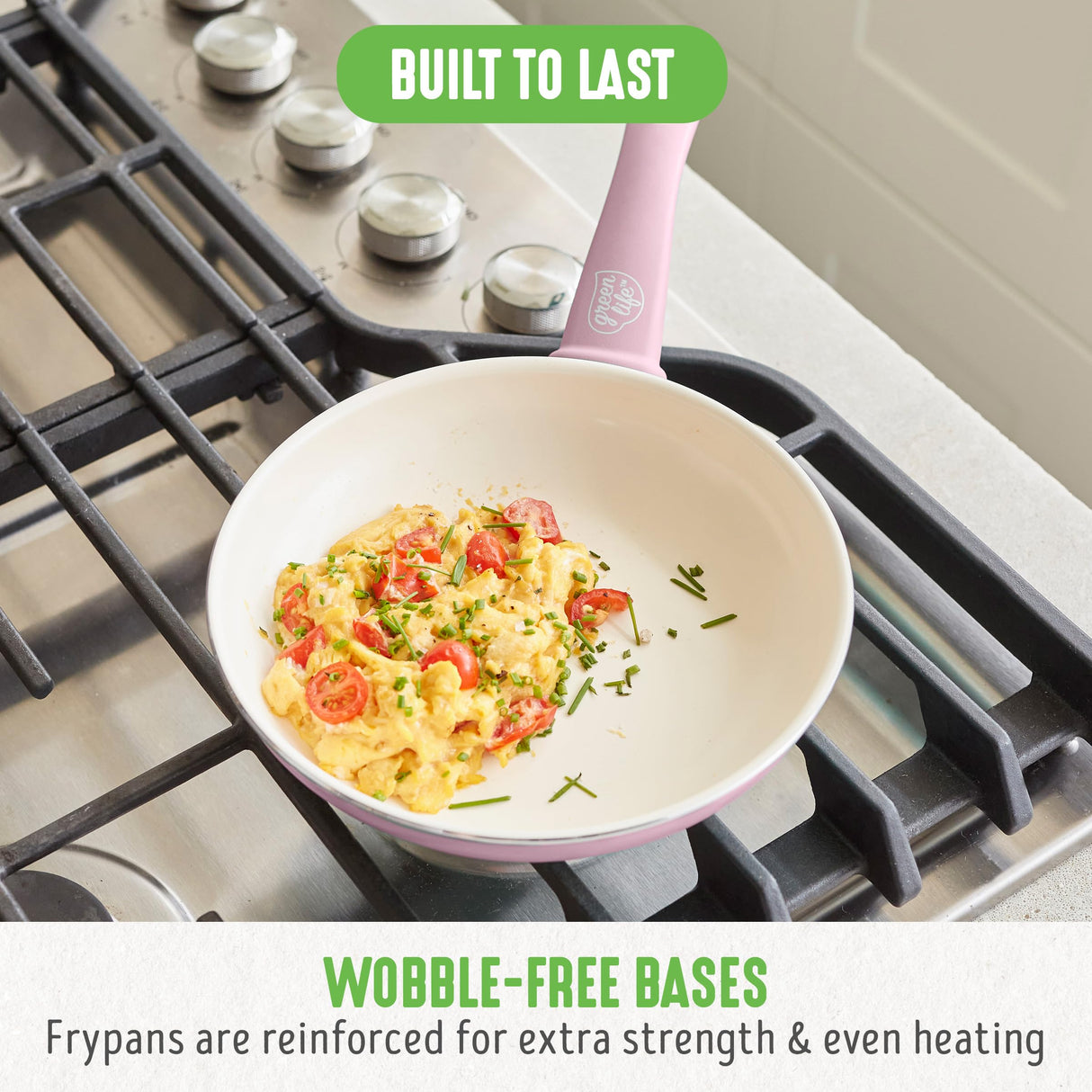 GreenLife Soft Grip 16 Piece Cookware Set, Non-Toxic PFAS-Free Ceramic Nonstick, Frying, Sauce, Saute, Utensils, Glass Lids, Stay-Cool Handles, Wobble Free, Dishwasher & Oven Safe, Soft Pink GreenLife