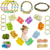 Timlotti 141Pcs(30 Set) Flower Crowns Kit for Girls Flower Crowns Making Kit Make Your Own Floral Crowns Garland Wreath with Berries and Ribbon for Girls/Teens/Women(Blooming Rose) Timlotti