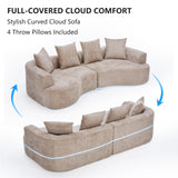 DIFYHOMEY 109” Curved Sectional Sofa, Chenille Fabric Modular Cloud Couch, No Assembly Required Half Moon Couch with Deep Seat, 4 Pillows for Living Room, Apartment, Bedroom DIFYHOMEY