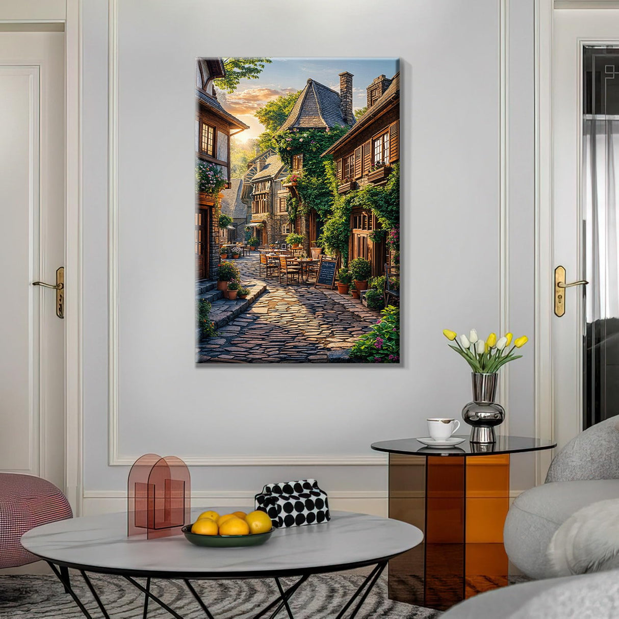 ATDMS Paint by Numbers Kit for Adults with Frame City Street Scene Paint by Number with Easel City View Adult Paint by Number Kits on Canvas Framed Paint by Numbers for Home Wall Decor 8x12 Inch ATDMS