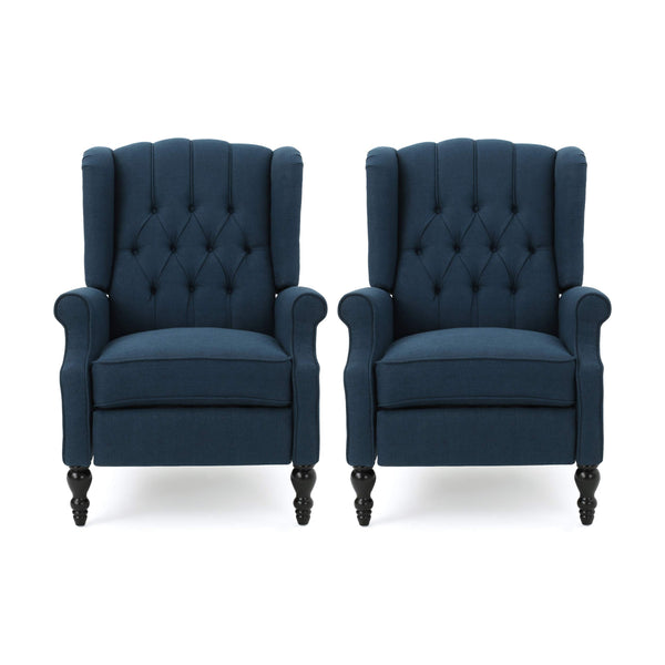 Christopher Knight Home Earlean Fabric Recliner (Set of 2), Navy Blue ...