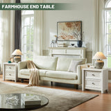 Farmhouse White Night Stands Set of 2, Bedside Tables Nightstands with 2 Drawers Storage, 22.8" Large Rustic Wood Night Stand, Bed Side Table for Bedroom Living Room Sofa Couch Office Standifurno